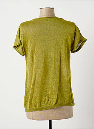 Pull coupe droite manches courtes vert LAUREN VIDAL femme