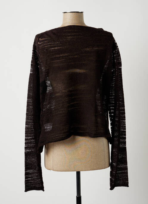 Gilet manches longues marron LAUREN VIDAL pour femme