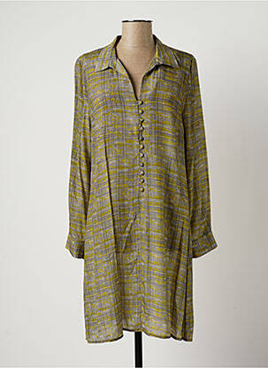 Robe mi-longue coupe fluide manches longues vert LAUREN VIDAL femme