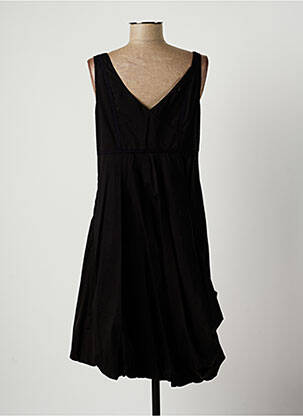 Robe mi-longue col v fines bretelles noir LAUREN VIDAL femme
