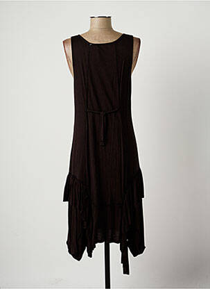 Robe mi-longue col rond fines bretelles noir LAUREN VIDAL femme
