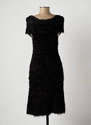 Robe pull stretch manches courtes noir LAUREN VIDAL femme