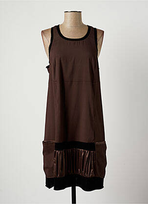 Robe mi-longue sans manche sans manche marron LAUREN VIDAL femme