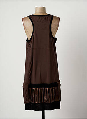 Robe mi-longue sans manche sans manche marron LAUREN VIDAL femme