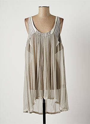 Tunique sans manche coupe fluide gris LAUREN VIDAL femme