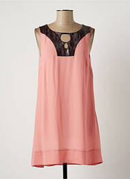 Robe courte coupe évasée sans manche rose LAUREN VIDAL femme
