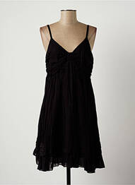 Robe mi-longue col v fines bretelles noir LAUREN VIDAL femme