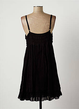 Robe mi-longue col v fines bretelles noir LAUREN VIDAL femme