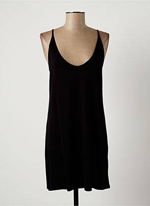 Robe mi-longue col rond fines bretelles noir LAUREN VIDAL femme