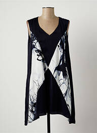 Robe courte fermeture zippée au dos sans manche bleu LAUREN VIDAL femme
