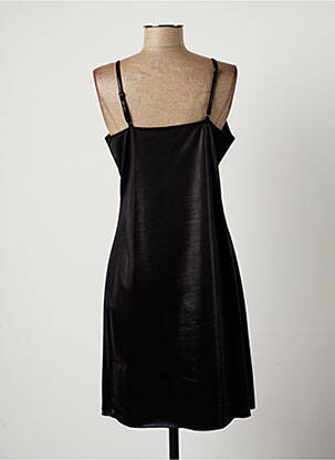 Robe mi-longue col v fines bretelles noir LAUREN VIDAL femme