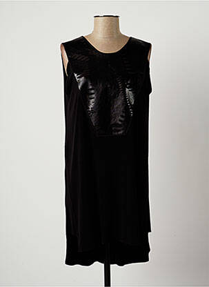 Robe mi-longue imprimé fantaisie sans manche noir LAUREN VIDAL femme
