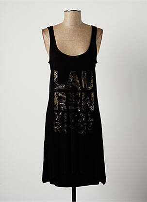 Robe mi-longue imprimé fantaisie sans manche noir LAUREN VIDAL femme