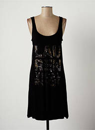 Robe mi-longue imprimé fantaisie sans manche noir LAUREN VIDAL femme