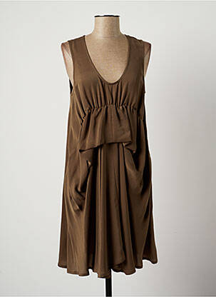 Robe mi-longue sans manche sans manche marron LAUREN VIDAL femme