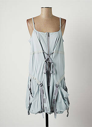 Robe courte coupe évasée fines bretelles bleu LAUREN VIDAL femme
