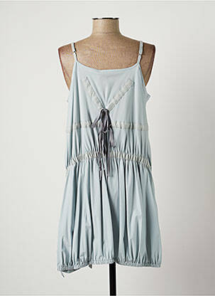 Robe courte coupe évasée fines bretelles bleu LAUREN VIDAL femme