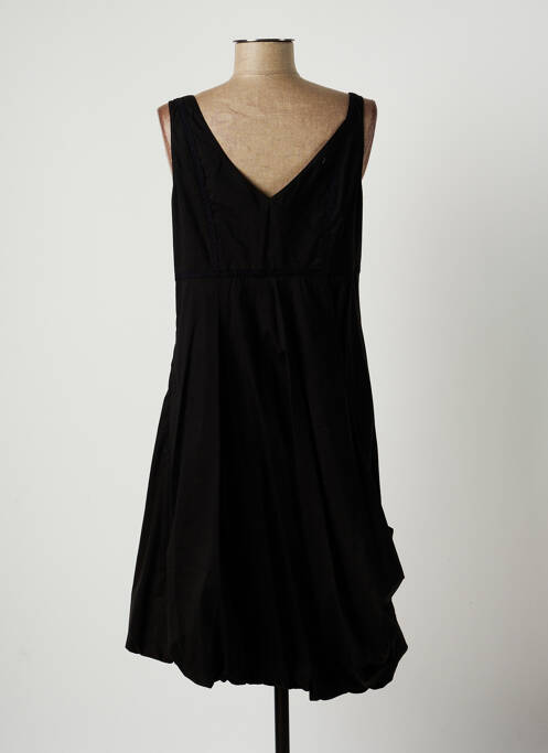 Robe mi-longue col v fines bretelles noir LAUREN VIDAL femme