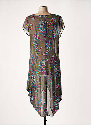 Robe mi-longue coupe fluide manches courtes gris LAUREN VIDAL femme