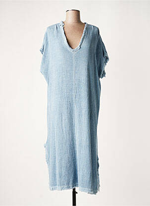 Robe longue manches courtes manches courtes bleu LAUREN VIDAL femme