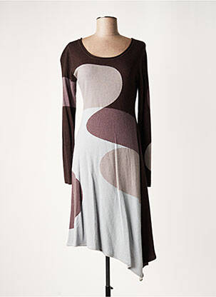 Robe mi-longue manches longues manches longues marron LAUREN VIDAL femme