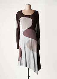 Robe mi-longue manches longues manches longues marron LAUREN VIDAL femme