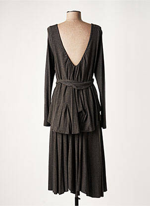Robe mi-longue manches longues manches longues gris LAUREN VIDAL femme