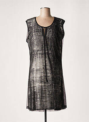 Robe mi-longue sans manche sans manche noir LAUREN VIDAL femme