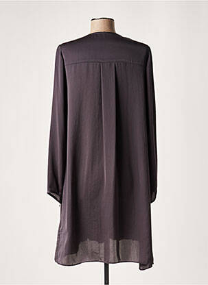 Robe mi-longue coupe fluide manches longues gris LAUREN VIDAL femme