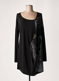 Robe courte manches longues manches longues noir LAUREN VIDAL femme