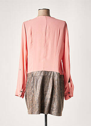 Robe courte fermeture zippée au dos manches longues rose LAUREN VIDAL femme