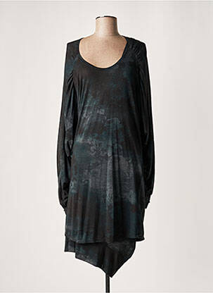 Robe mi-longue imprimé fantaisie manches longues bleu LAUREN VIDAL femme