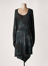 Robe mi-longue imprimé fantaisie manches longues bleu LAUREN VIDAL femme