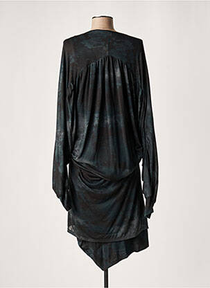 Robe mi-longue imprimé fantaisie manches longues bleu LAUREN VIDAL femme