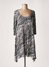 Robe mi-longue manches 3/4 manches 3/4 gris LAUREN VIDAL femme
