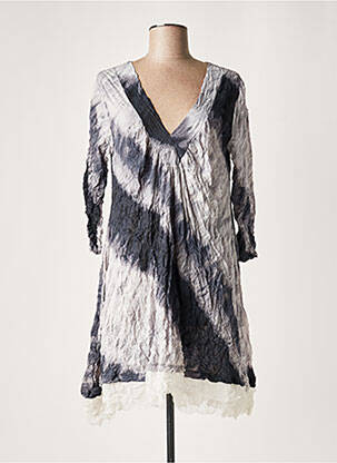 Robe mi-longue manches 3/4 manches 3/4 gris LAUREN VIDAL femme