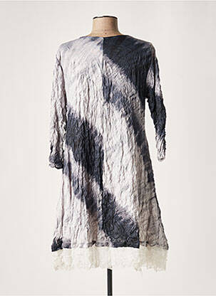 Robe mi-longue manches 3/4 manches 3/4 gris LAUREN VIDAL femme