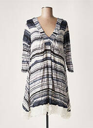 Robe mi-longue manches 3/4 manches 3/4 bleu LAUREN VIDAL femme