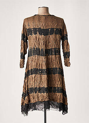 Robe mi-longue manches 3/4 manches 3/4 marron LAUREN VIDAL femme