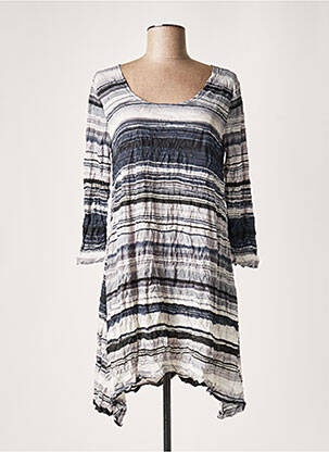 Robe courte manches 3/4 manches 3/4 gris LAUREN VIDAL femme