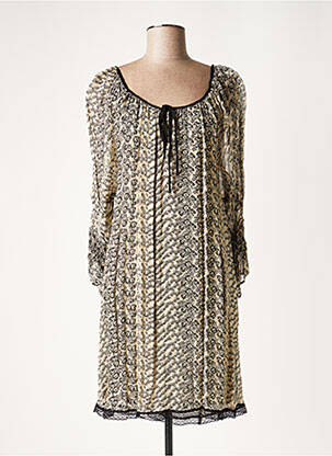 Robe courte manches 3/4 manches 3/4 beige LAUREN VIDAL femme