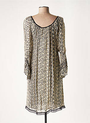 Robe courte manches 3/4 manches 3/4 beige LAUREN VIDAL femme