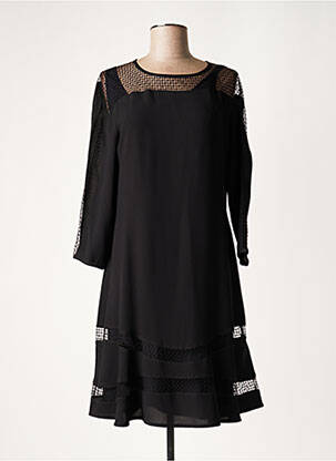 Robe mi-longue manches 3/4 manches 3/4 noir LAUREN VIDAL femme
