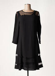 Robe mi-longue manches 3/4 manches 3/4 noir LAUREN VIDAL femme