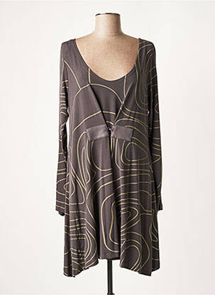 Robe courte coupe évasée manches longues gris LAUREN VIDAL femme
