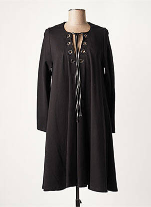Robe mi-longue manches longues manches longues noir LAUREN VIDAL femme
