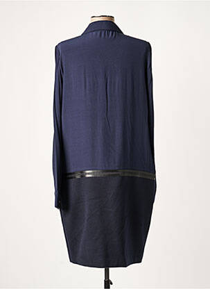 Robe mi-longue coupe fluide manches longues bleu LAUREN VIDAL femme
