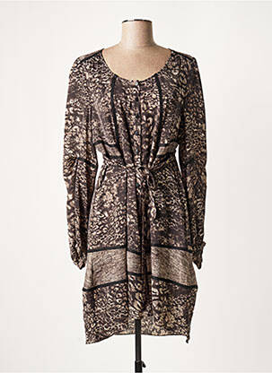 Robe mi-longue manches longues manches longues gris LAUREN VIDAL femme