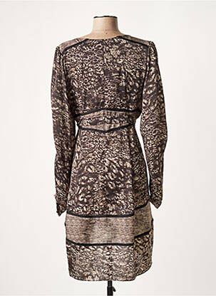 Robe mi-longue coupe fluide manches longues gris LAUREN VIDAL femme