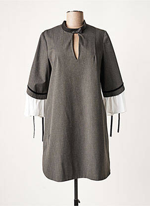 Robe courte manches 3/4 manches 3/4 gris LAUREN VIDAL femme